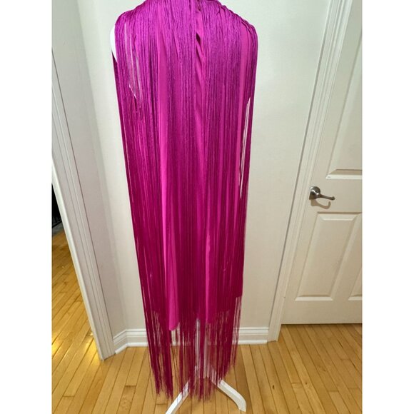 Anthropologie Hutch Magenta Fringe Dress M NWT Tassel Midi - Picture 4 of 14
